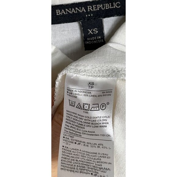 Banana Republic Blouse Ivory Linen Blend Button Up Relaxed Layer Preppy Women XS - Picture 2 of 9